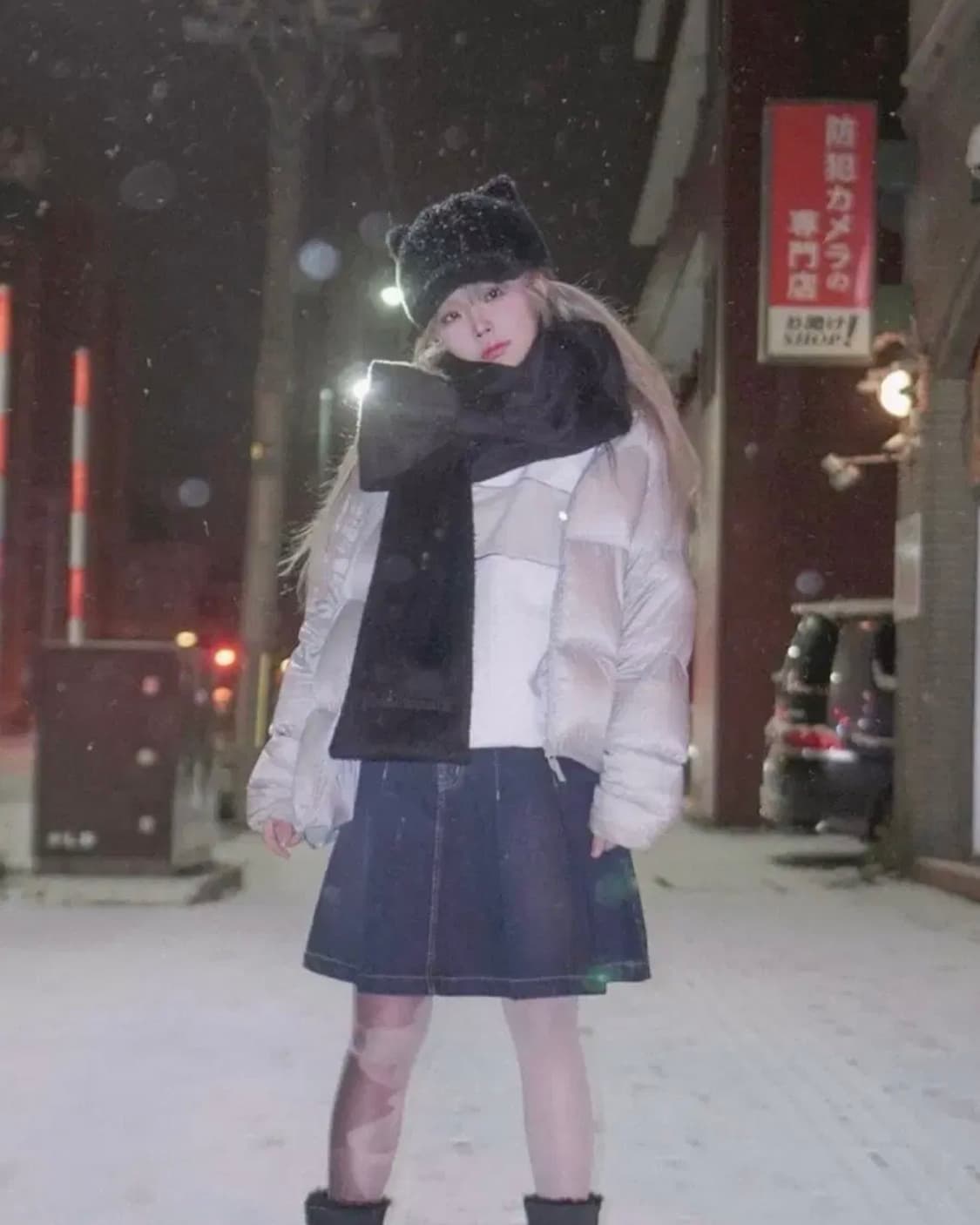 pincunomaru 핀쿠노마루 리본 머플러 페일 블랙 상품이미지2