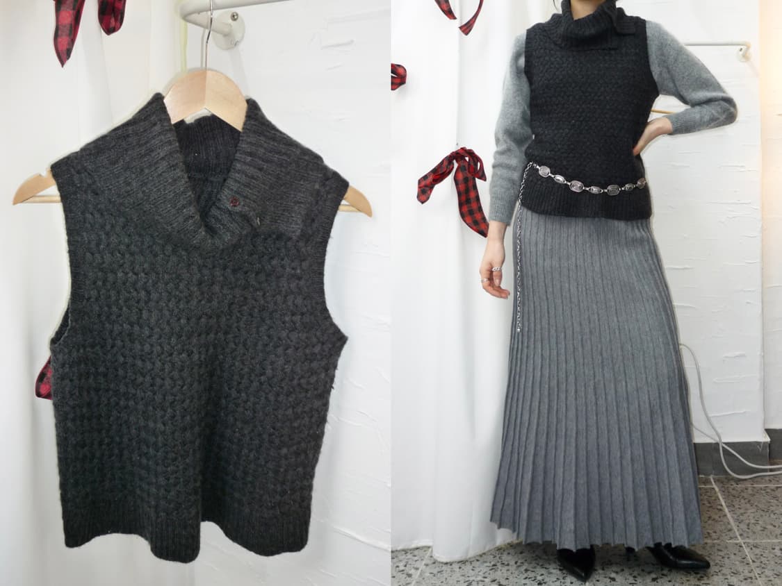 charcoal buttons vest 상품이미지1
