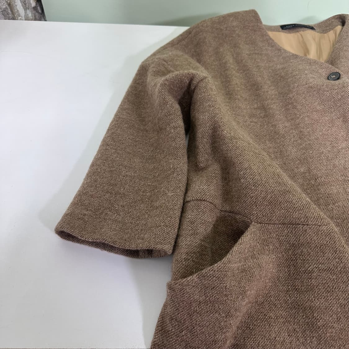 우먼M 자라우먼 베이지 라나울 논카라 7부코트 상품이미지3