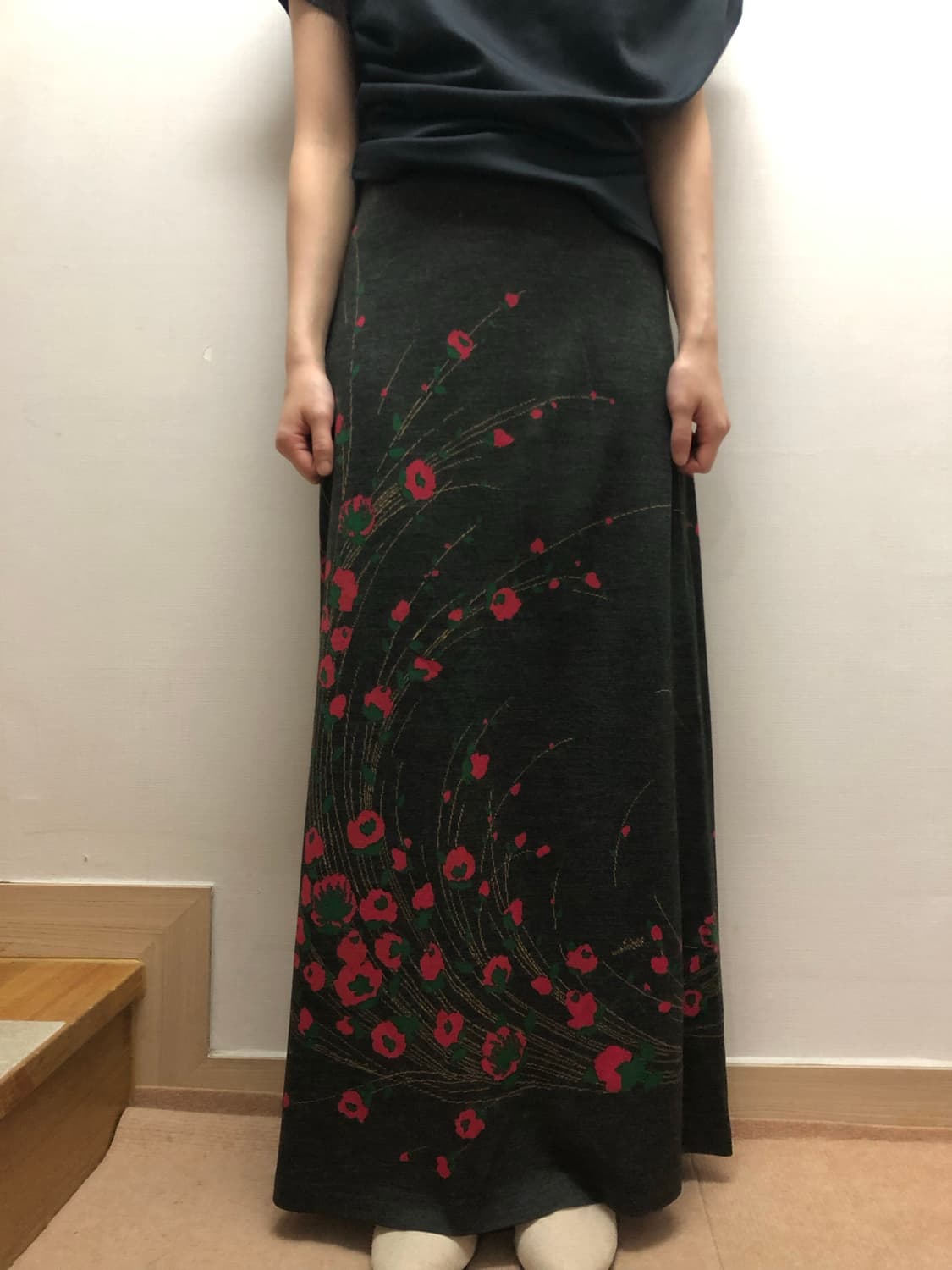 빈티지 딥그레이 오리엔탈 롱 스커트 상품이미지4