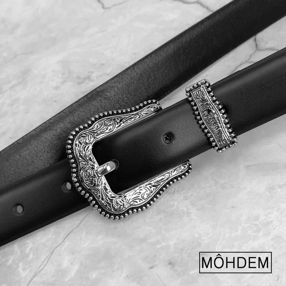 [Uinsex] 클래식 웨스턴 이태리가죽 벨트 블랙 상품이미지2