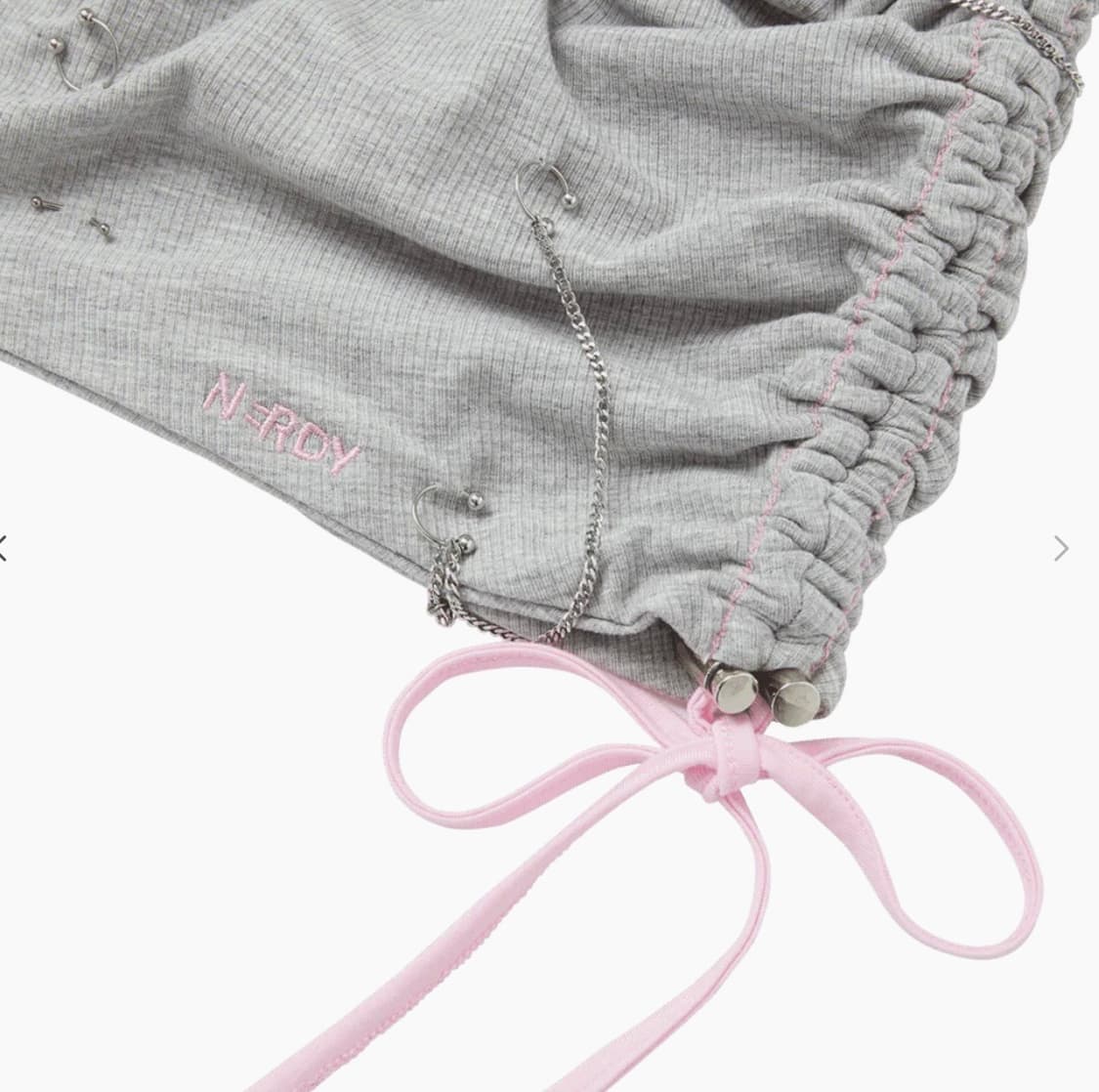 NERDY x OHTNYC GRAY PIERCED SLOUCH 비니 상품이미지3
