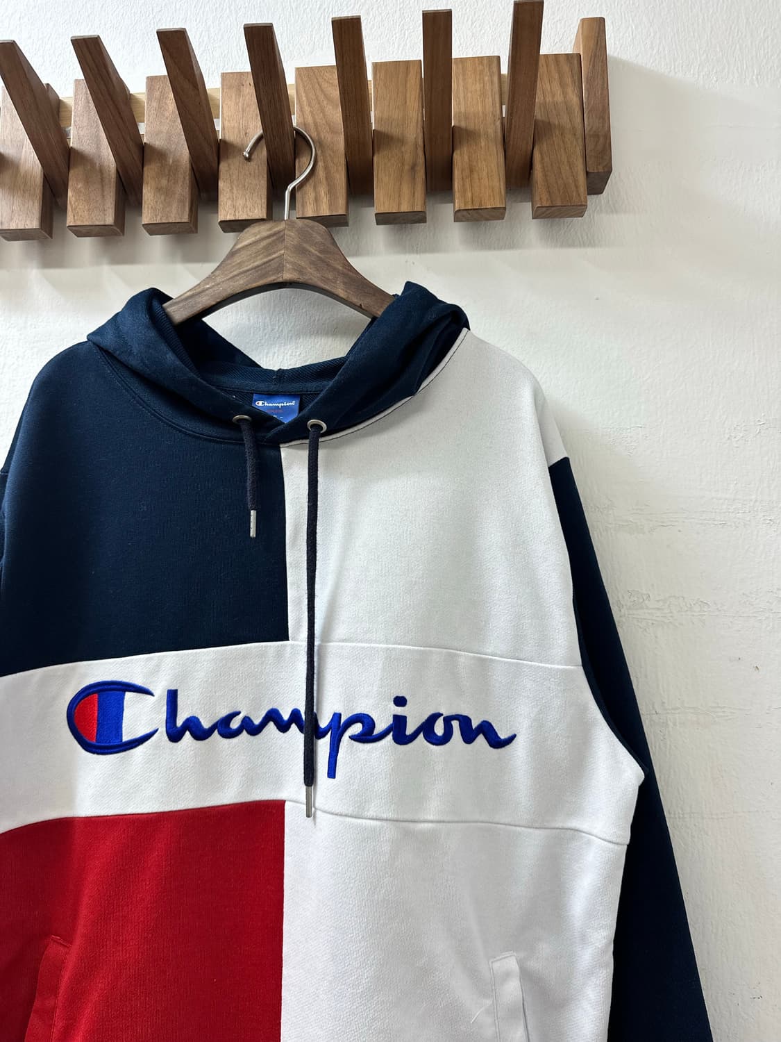 일본빈티지 Jpn champion 챔피온 컬러 배색 로고 후드티 상품이미지3