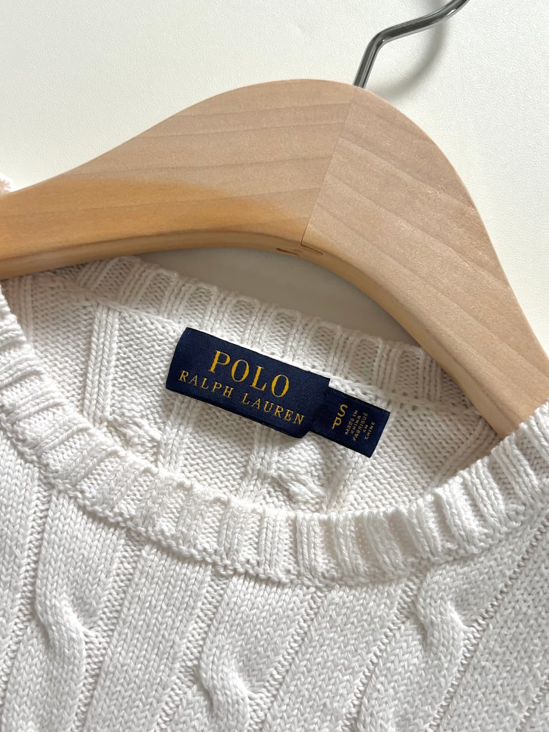 Polo 폴로 랄프로렌 신형 우먼라인 화이트 코튼 케이블 브이넥 니트  상품이미지4