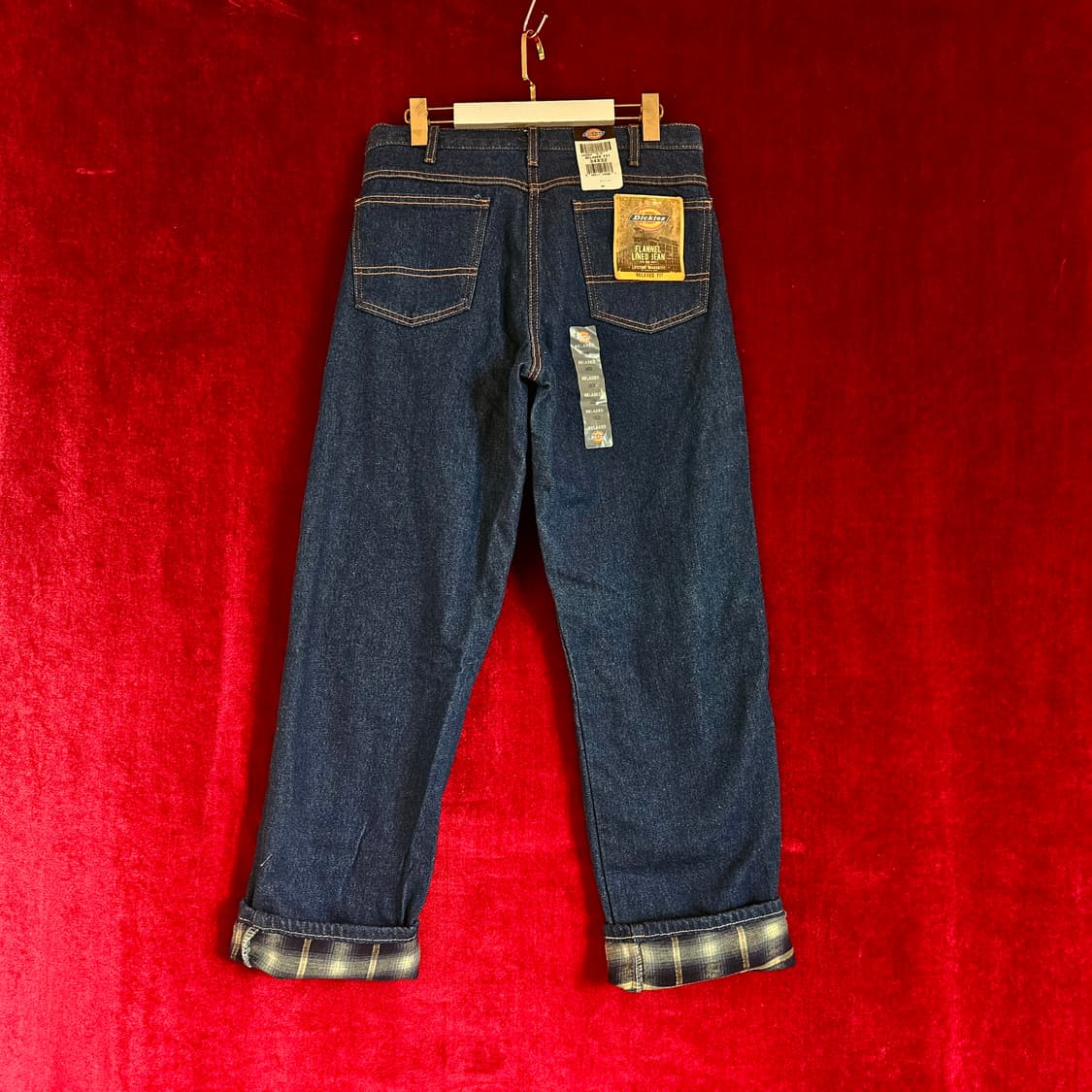 (새상품)디키즈(Dickies) 워크웨어 릴렉시드 체크 배색 데님팬츠 상품이미지2
