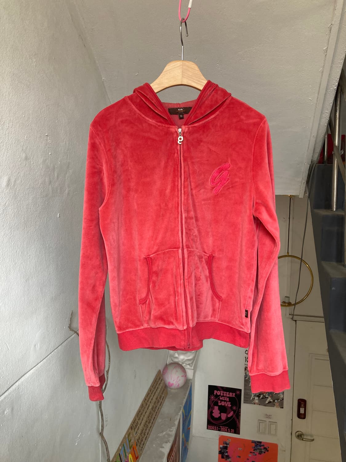 y2k 빈티지 벨벳 후드집업 상품이미지1