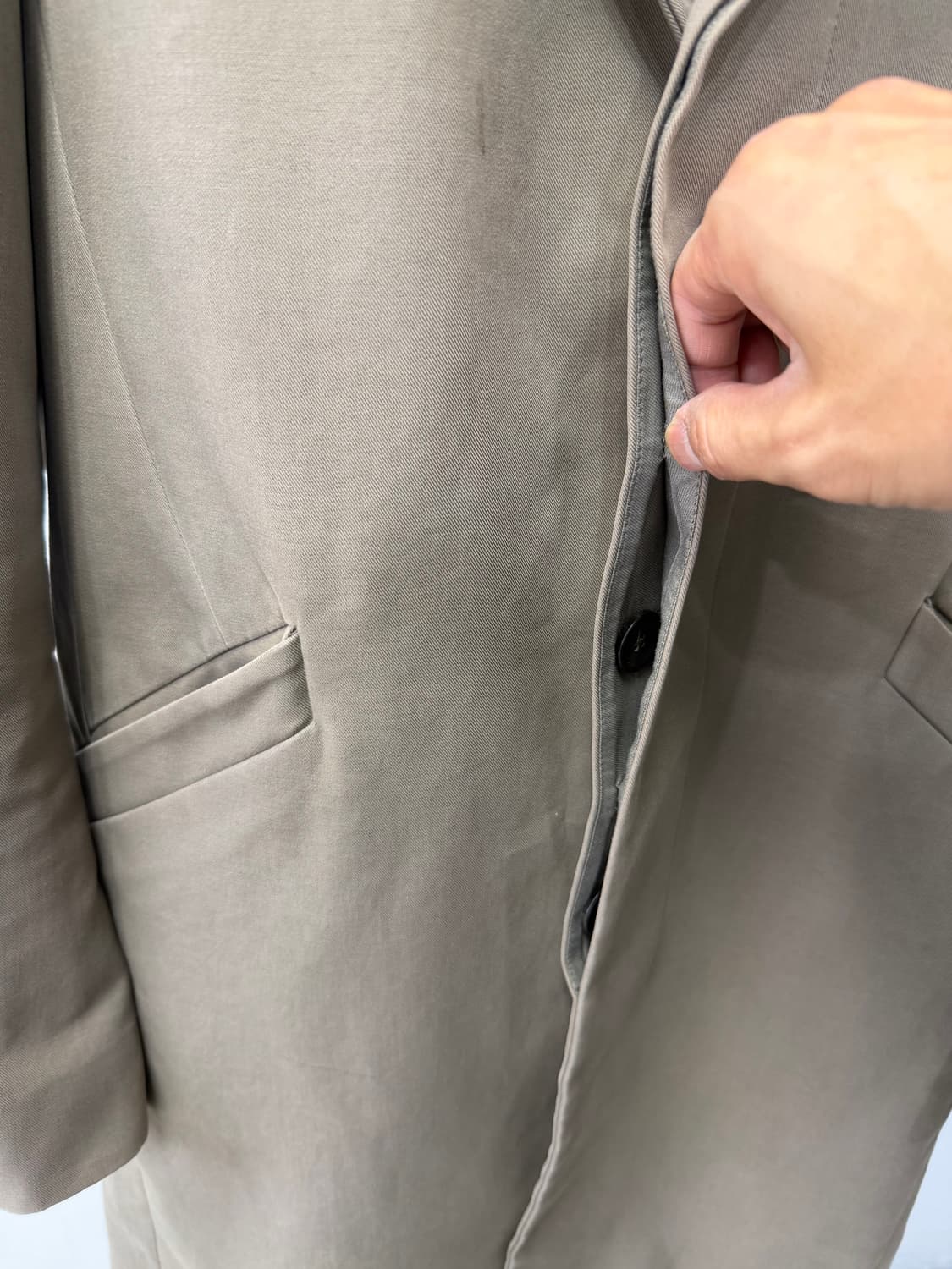 정품) TIME 타임옴므 베이지색 롱자켓 100 상품이미지4