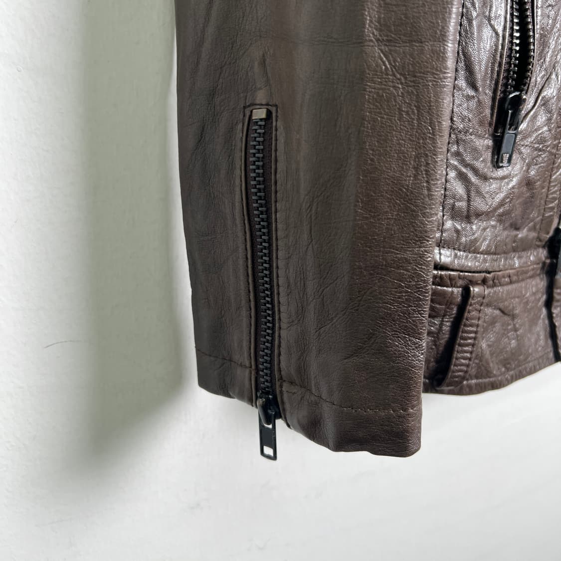 시스템 브라운 양가죽 라이더 자켓 상품이미지7