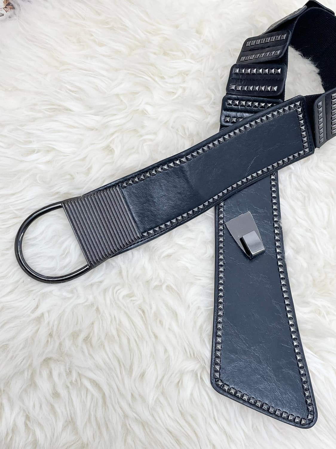 락시크 스터드 와이드 버클 벨트 상품이미지6