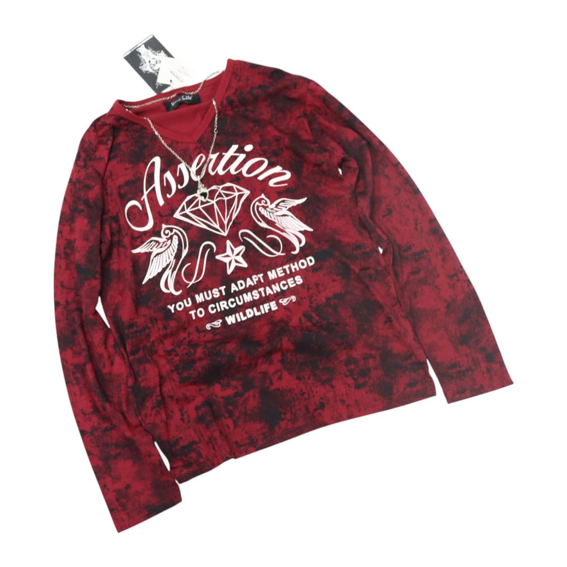 WILD LIFE 와일드 라이프 락시크 펜던트 체인 레드 긴팔티셔츠 상품이미지1