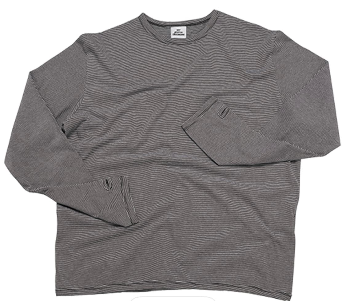 [M] 새상품 mjd 스트라이프 핑거홀 롱슬리브 티셔츠 블랙 상품이미지1