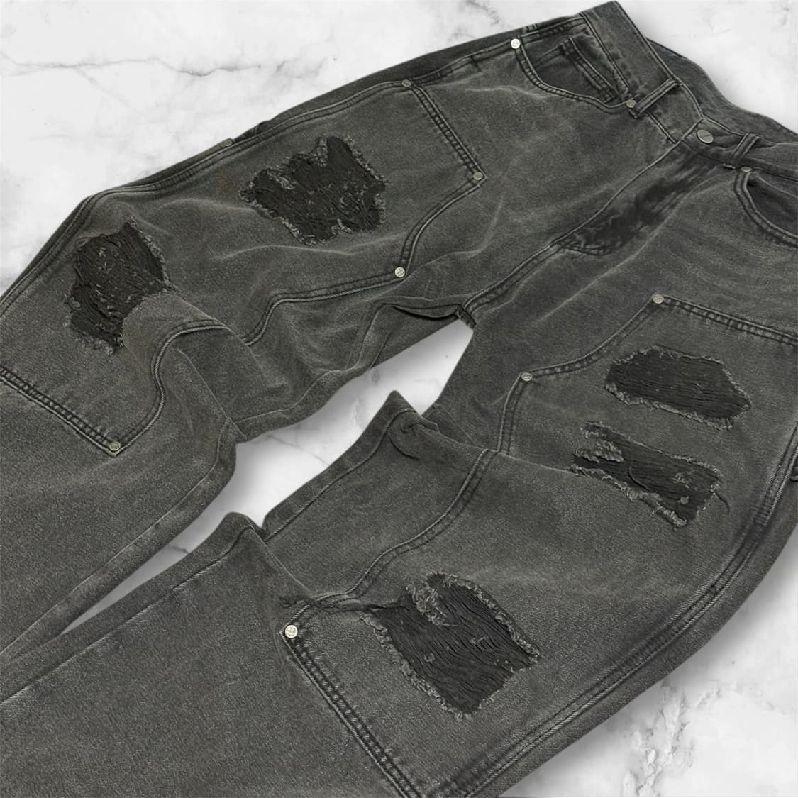 낫포너드 데미지 더블니 데님팬츠 상품이미지2