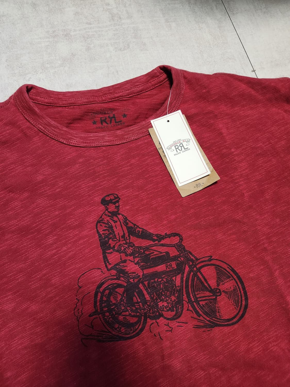 [M 새상품] RRL 바이크 티셔츠 레드 버건디 상품이미지2