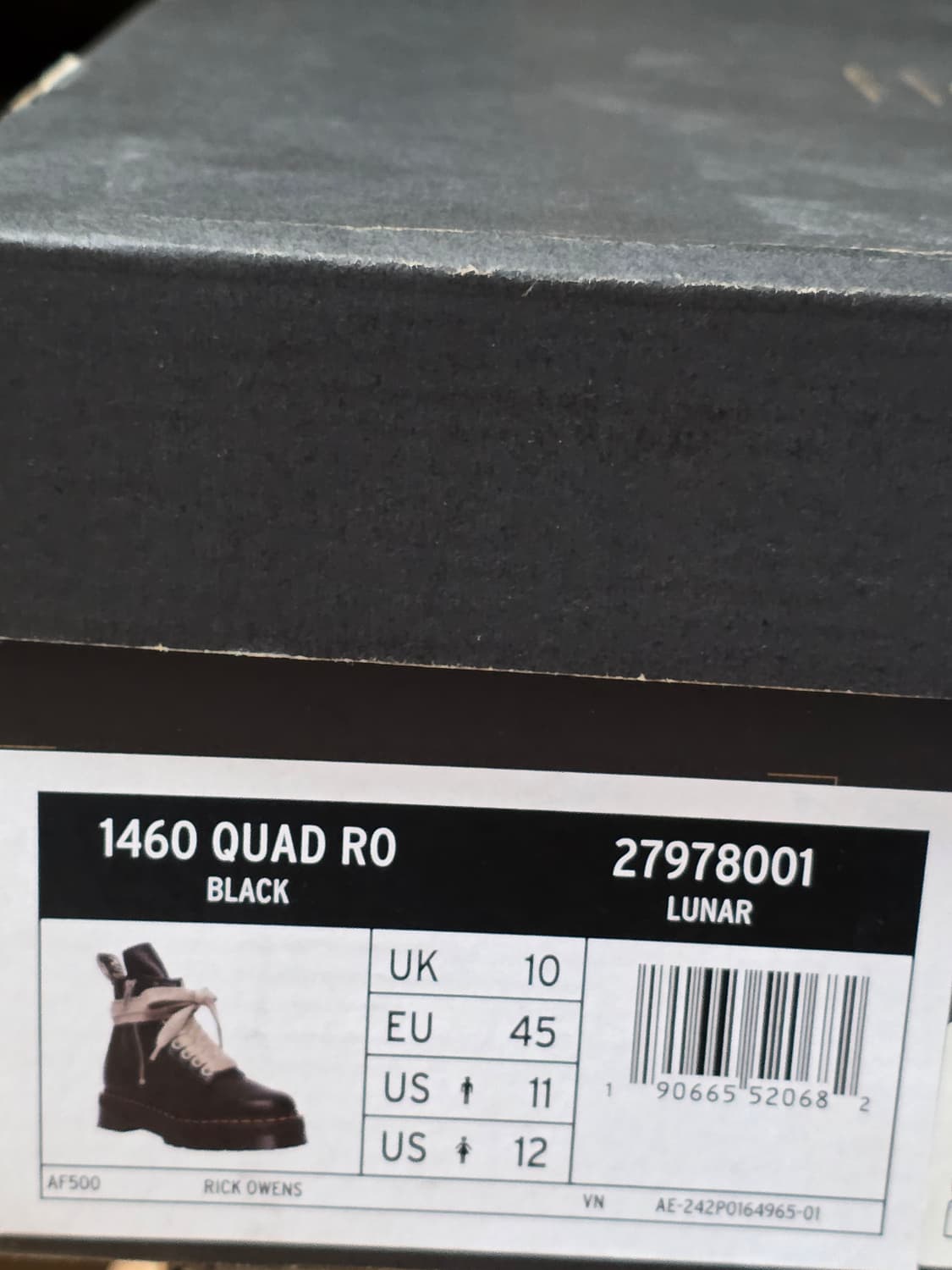 (290) 닥터마틴 x 릭오웬스 1460 RO 쿼드 블랙 부츠 상품이미지9