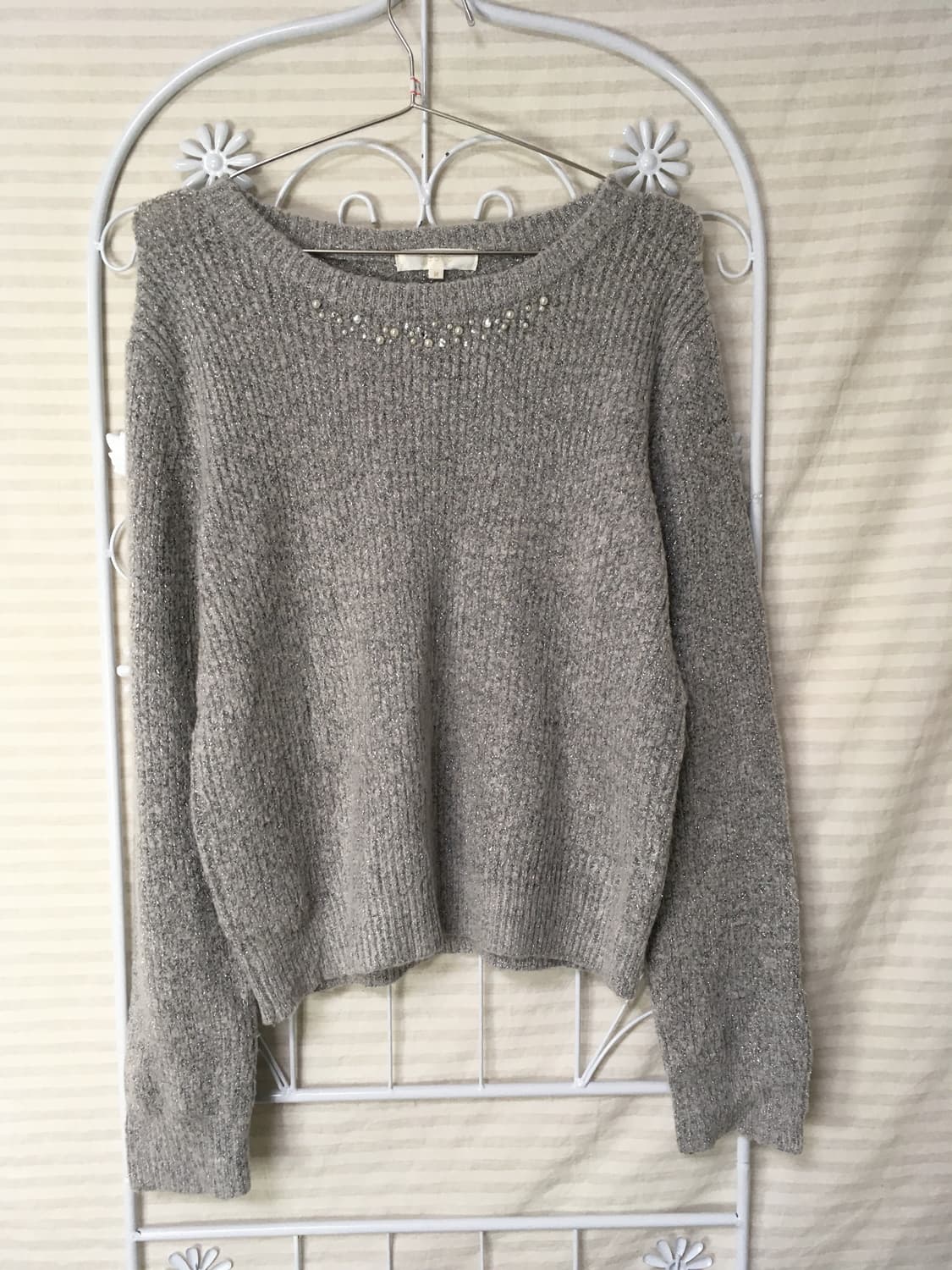 빈티지 그레이 펄 진주 니트 y2k 스트릿 갸루 펑키 일본빈티지680 상품이미지1