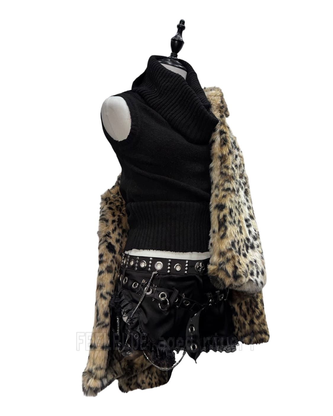 MORGAN Kint Leopard Fur Jacket 2pcs Set 상품이미지5