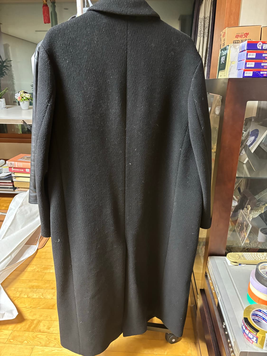 인사일런스 헤링본 블랙 코트 M 상품이미지4