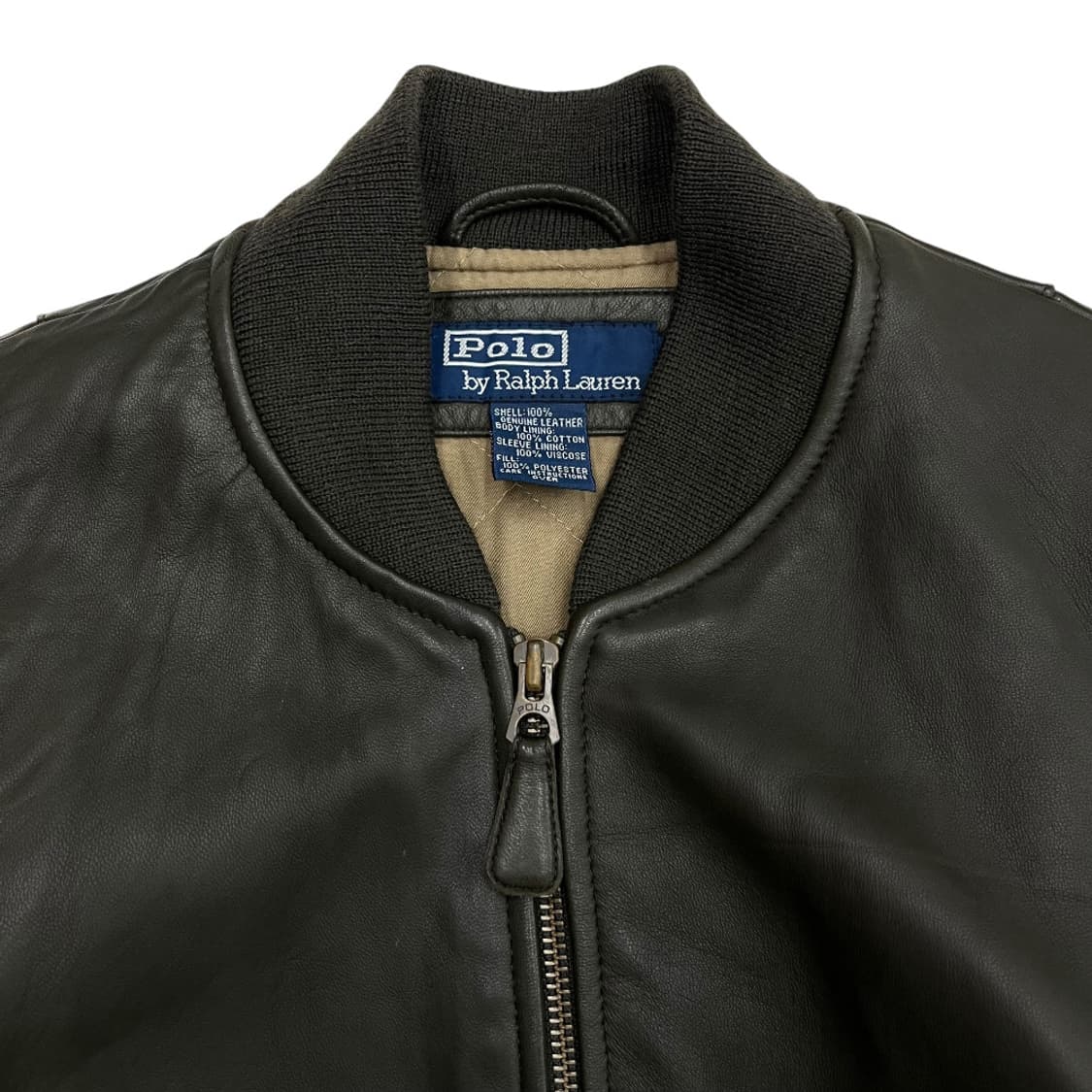 90's 폴로 랄프로렌 포켓 딥카키 램스킨 ma-1 레더 자켓 S ( 9 상품이미지4