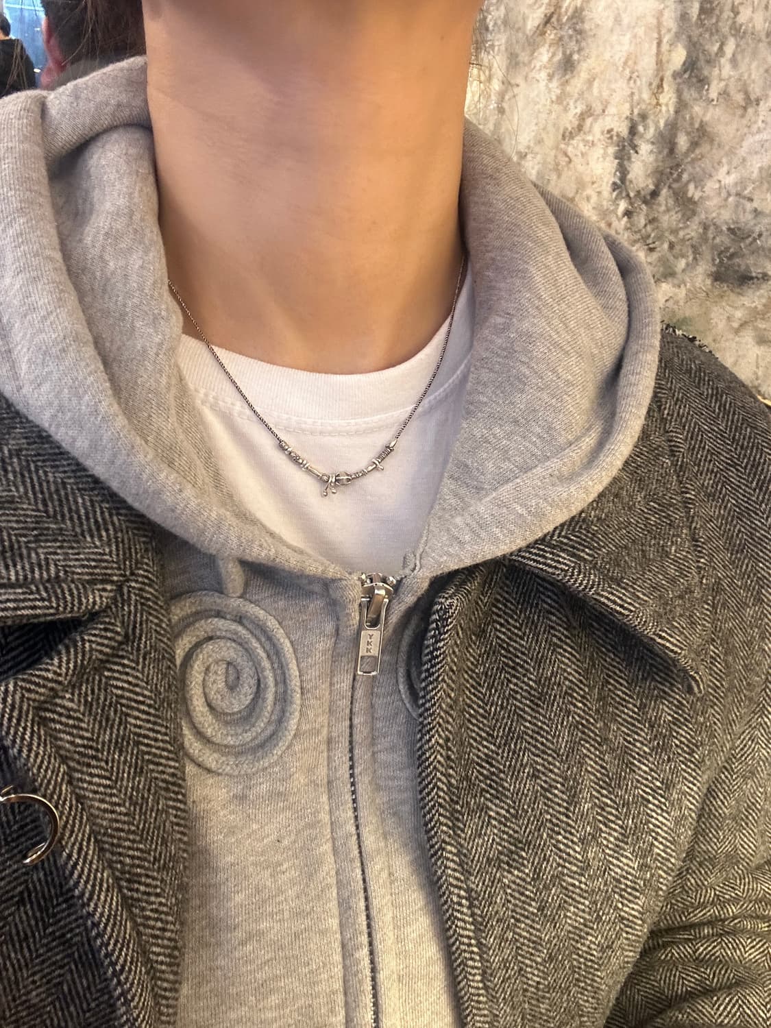 Musta karensilver mix necklace 상품이미지3