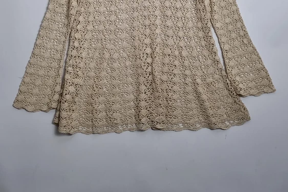 JPN 베이지 뜨개 블라우스 [M] 코튼 100% 상품이미지4