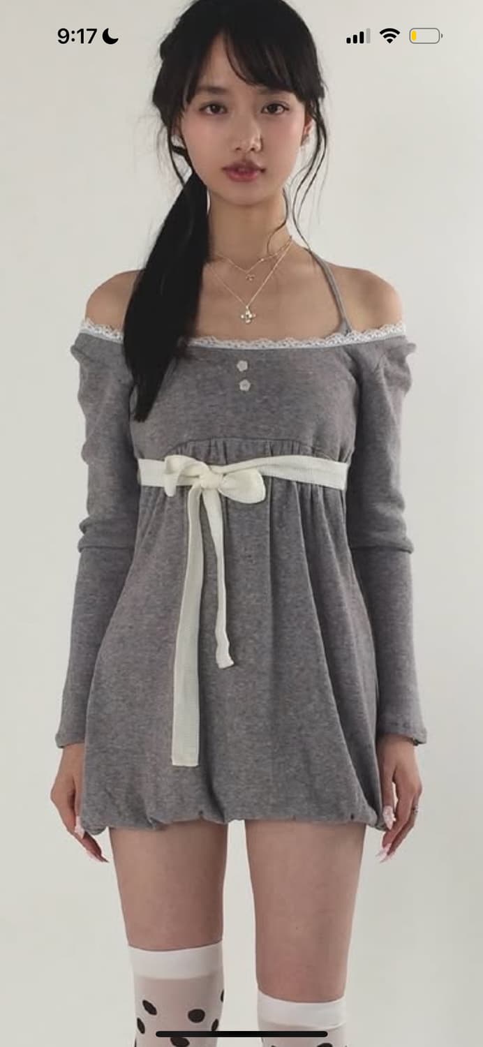 포어링 벌룬원피스 그레이 갸루(이번주까지!) 상품이미지1
