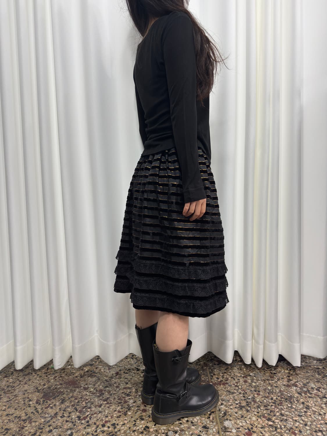 black gold detail midi skirt 상품이미지5