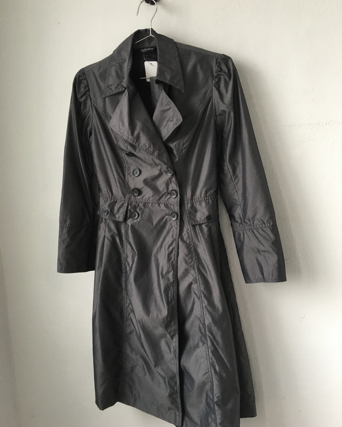 Belted double button glossy trench coat 상품이미지3