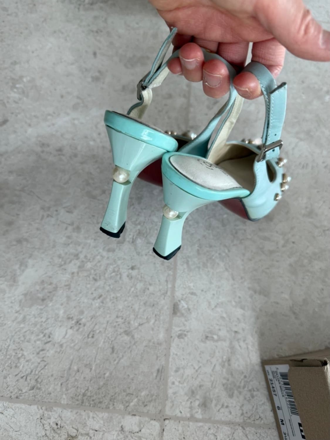 샤넬 빈티지 민트 진주 슬링백 37 상품이미지3