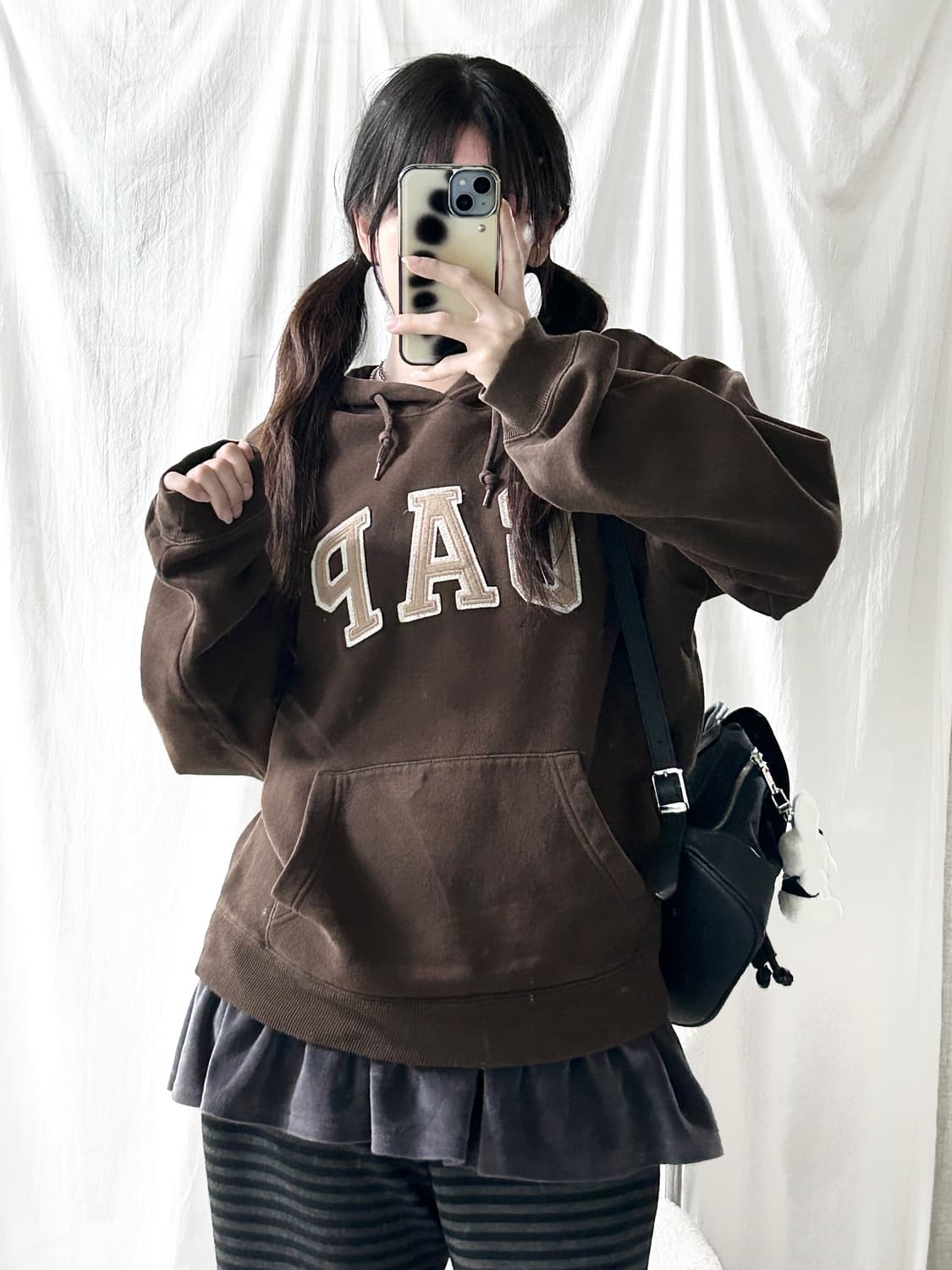 갭 빅로고 브라운 초코후드 상품이미지4