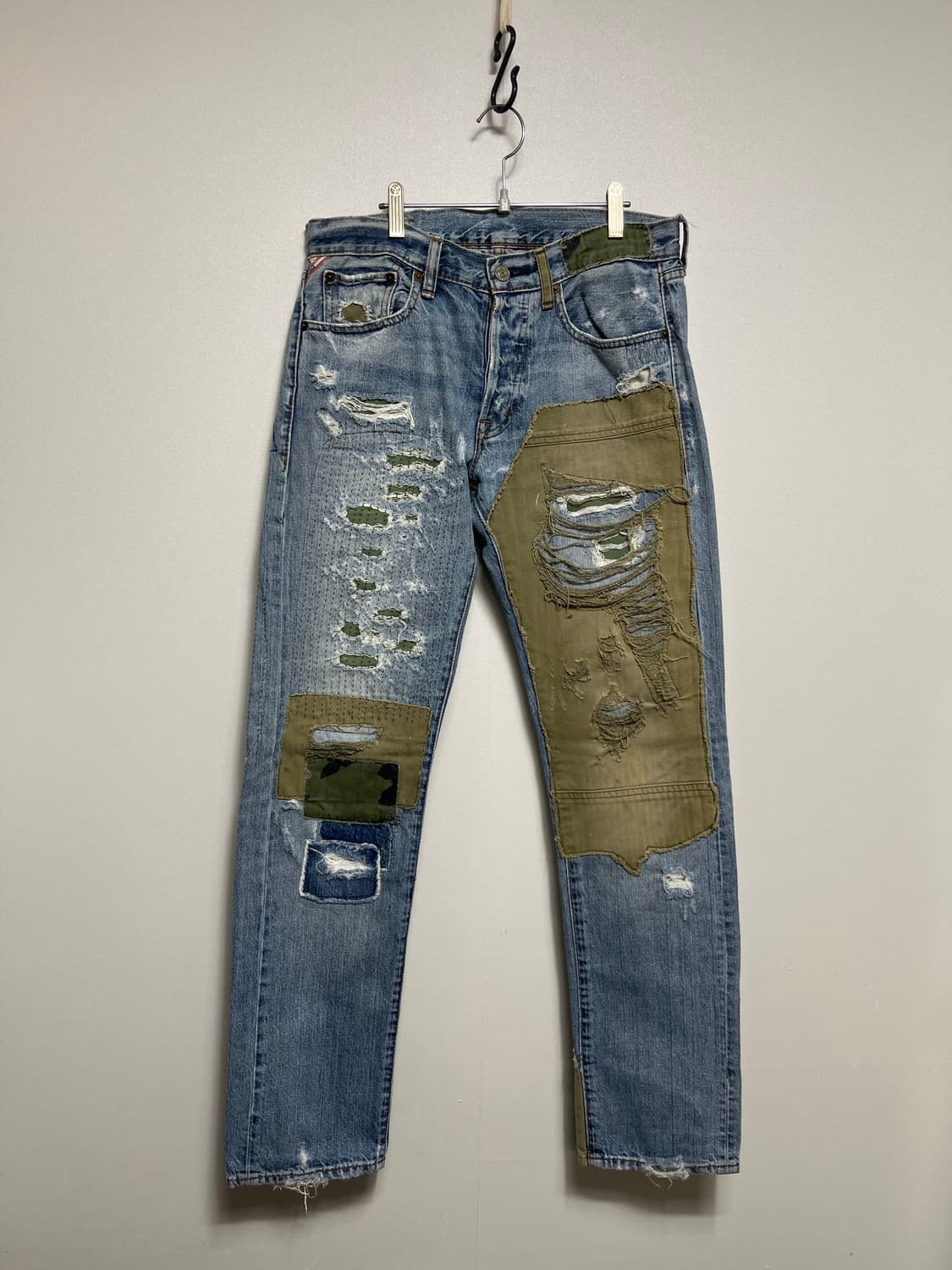 데님앤서플라이 데미지 워싱 패치워크 청바지 상품이미지1