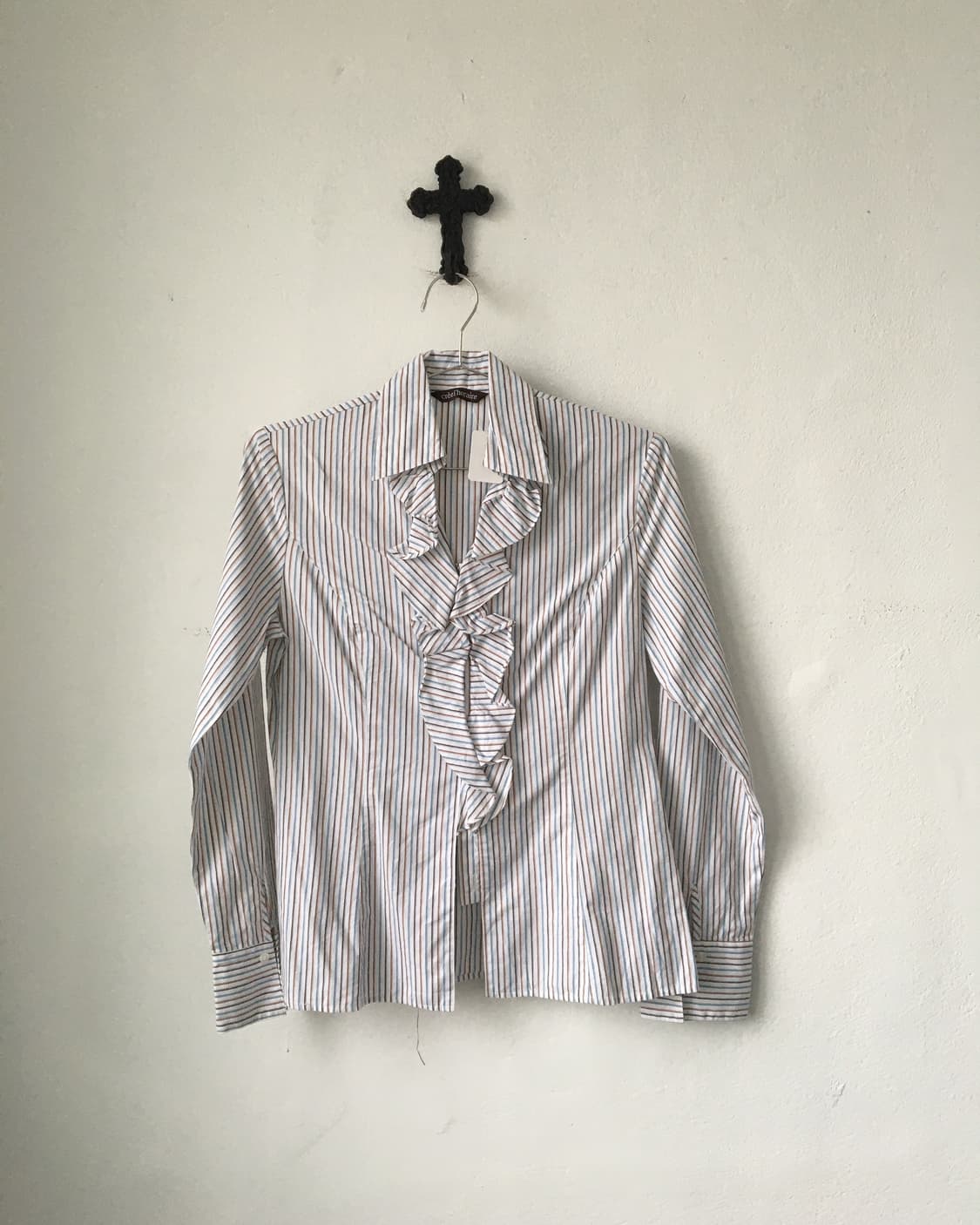 Ruffle point stripe pattern shirt 상품이미지2