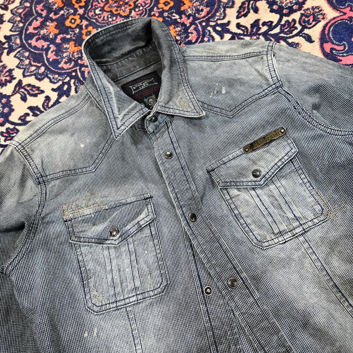 버커루1950 빈티지 워시드 패인팅 웨스턴 데님 셔츠 상품이미지9