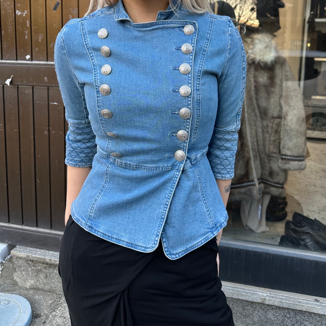 (레어) 2010 아카이브 발망 데님 나폴레옹 버튼 자켓 상품이미지4