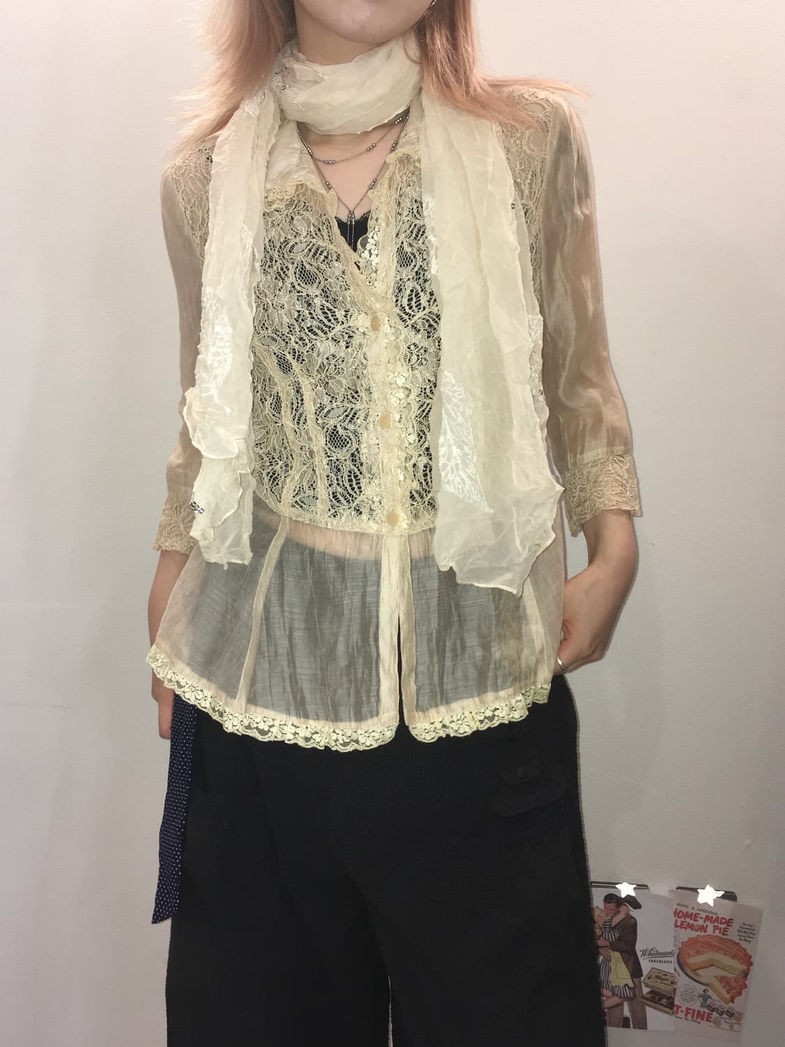 jpn vintage fairy beige lace jacket 상품이미지5