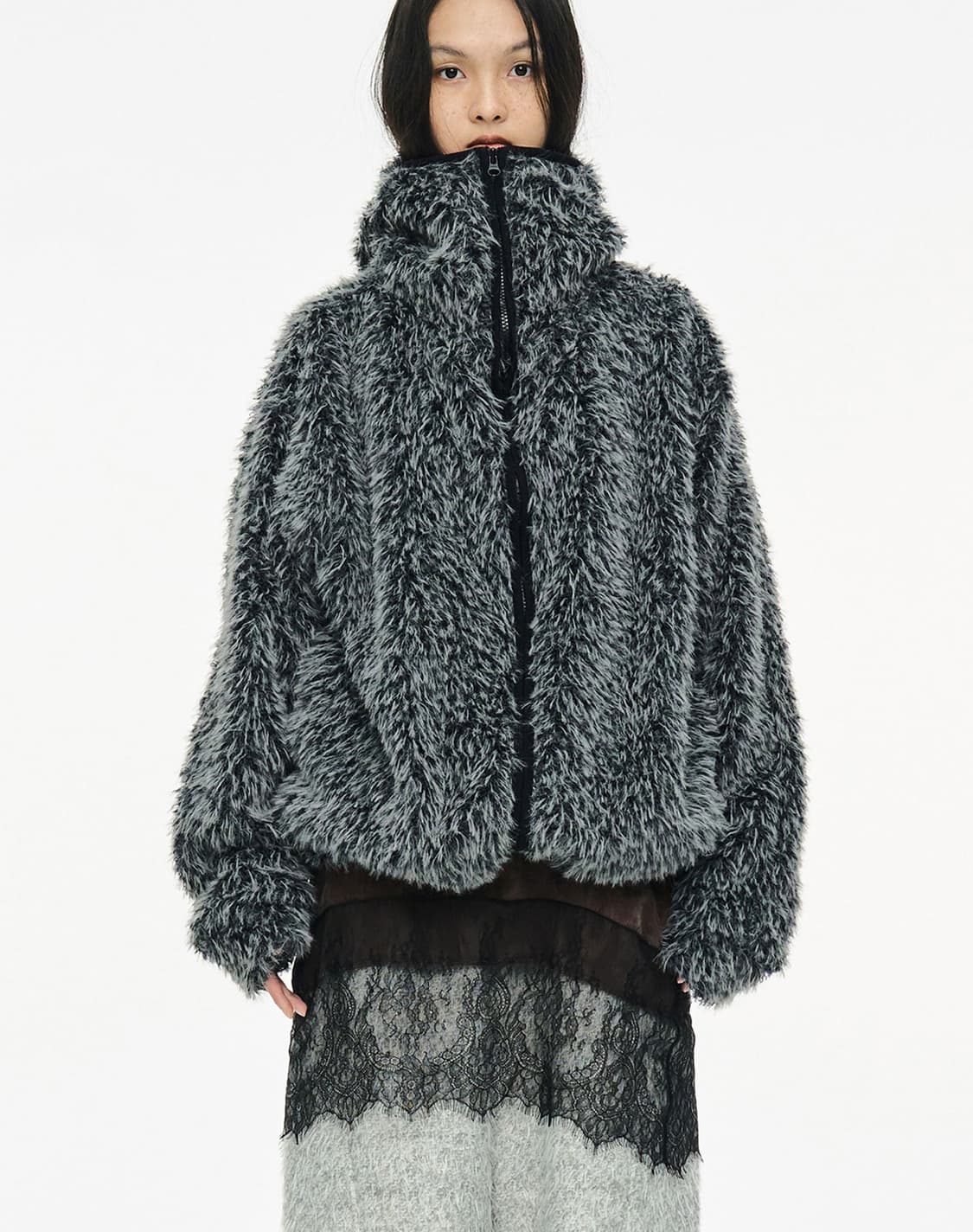 세릭 퍼자켓 바라클라바 집업 차콜 상품이미지1