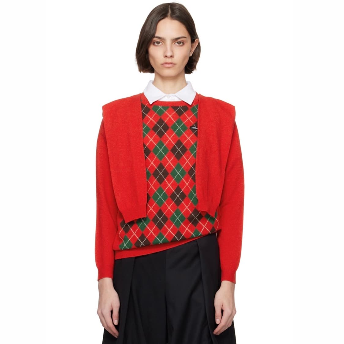 [M,L]호다코바 24fw 더블 아가일 니트 상품이미지1