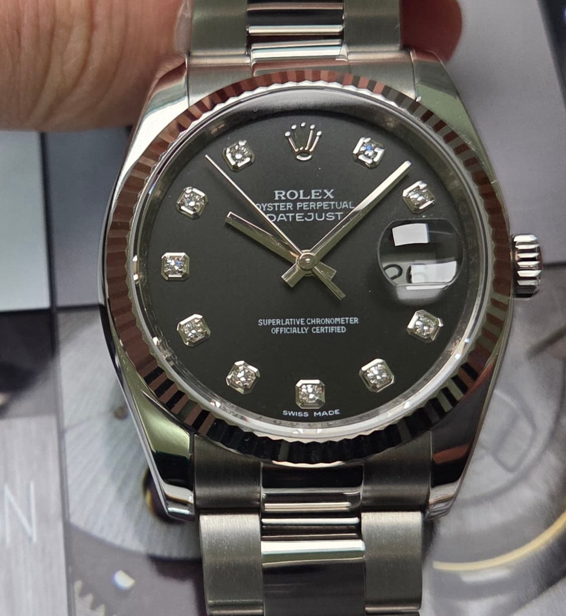 롤렉스 데이저스트 116234 블랙 10P다이아(검텐포) WG플루티드베젤 상품이미지1