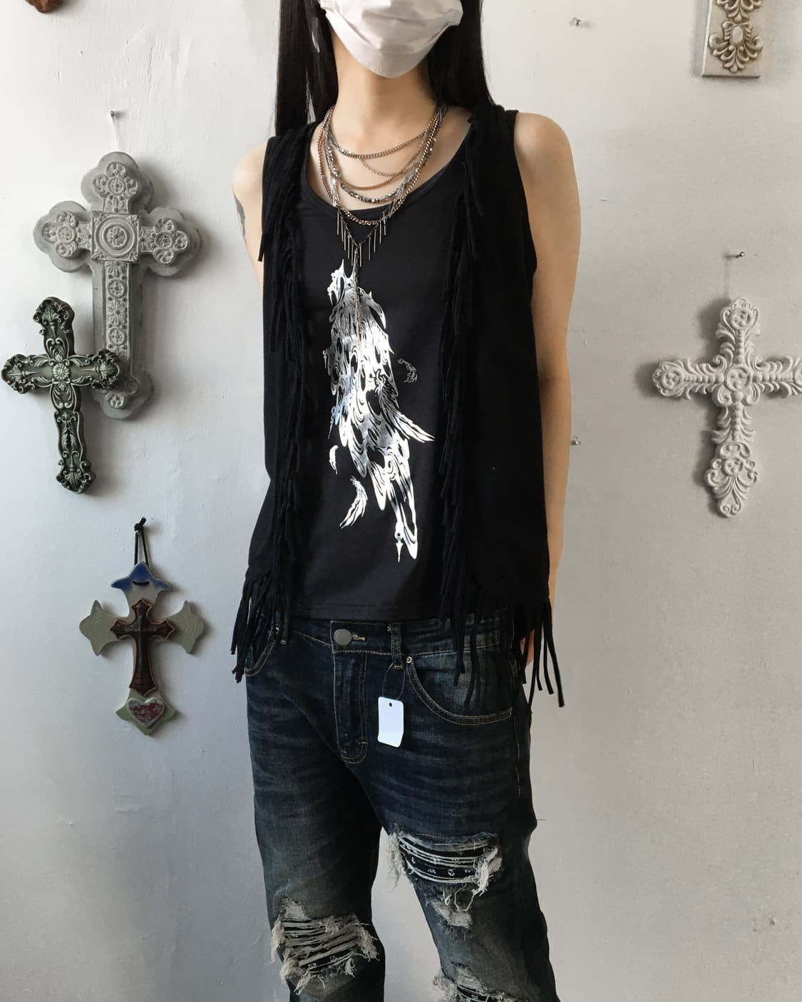 Fringe open vest 상품이미지6