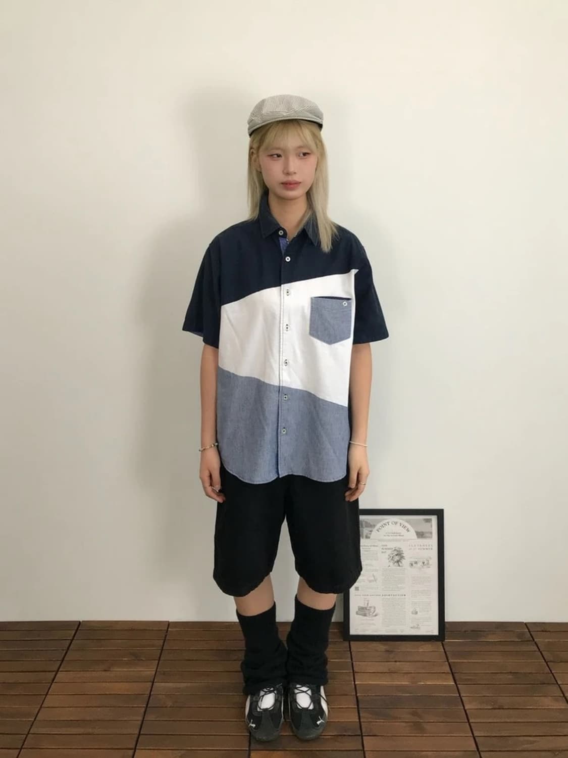 Beams Heart Color Block Shirt 상품이미지1