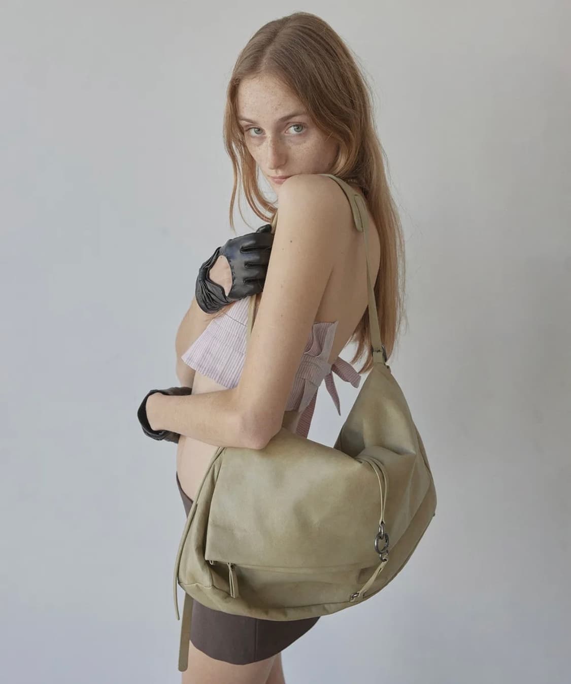 Folded Slouchy Bag Dirty Green 상품이미지1