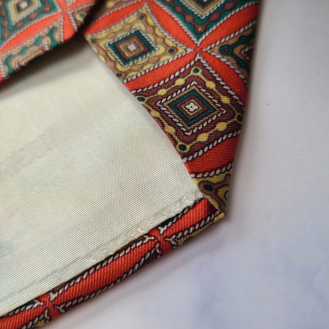 니나리치 실크 오렌지 기하 패턴 넥타이 8.9cm A+~A등급 E709 상품이미지10