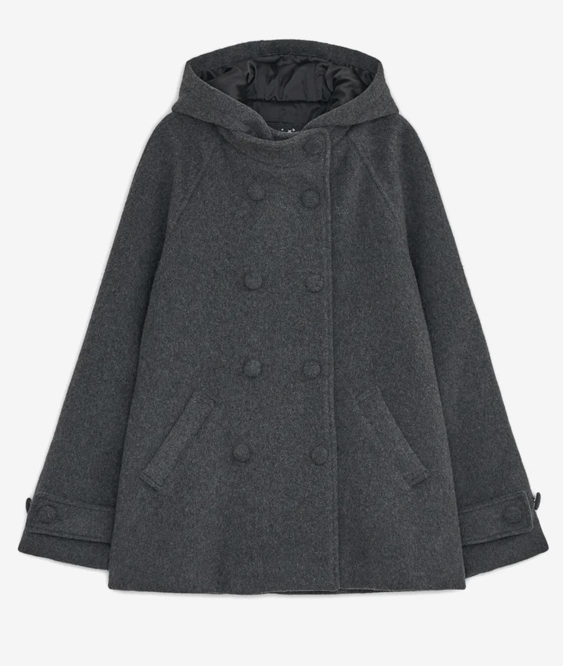 [새상품]허그유어스킨 후드하프코트 차콜 상품이미지1