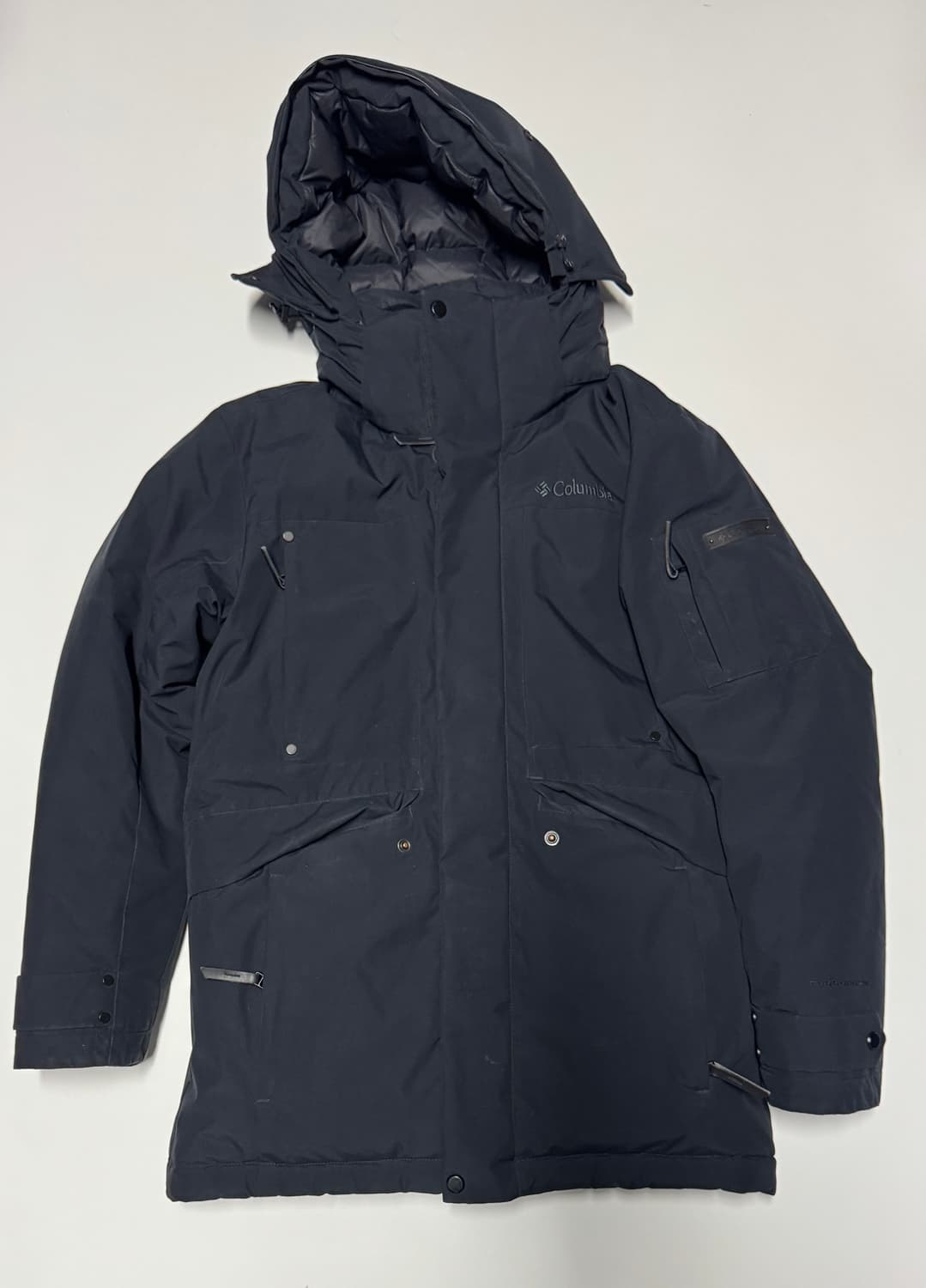 컬럼비아 옴니히트 구스다웅 발열 후드 패딩 점퍼 블랙 상품이미지1