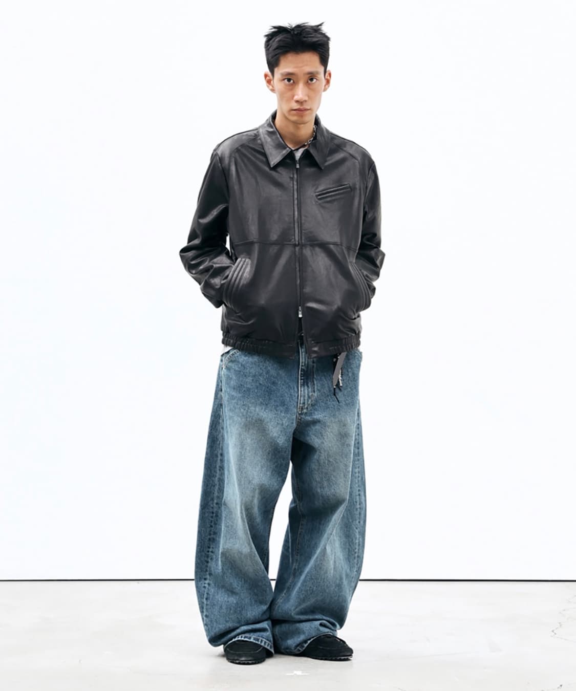 해칭룸 스티치 볼륨 레더 자켓 2사이즈 상품이미지3