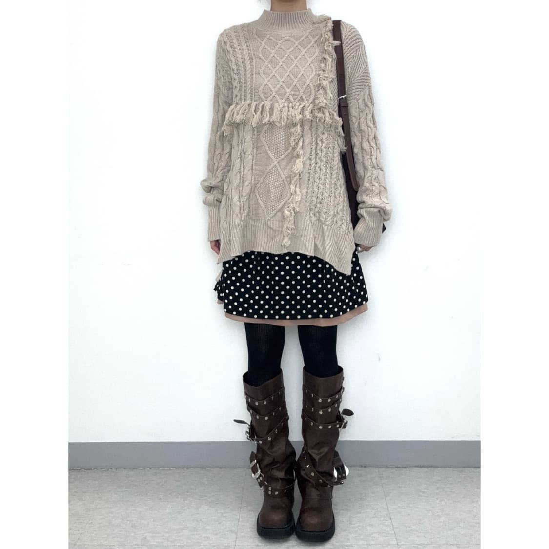 빈티지 데드스탁 리버시블 블랙 도트 스커트 상품이미지1