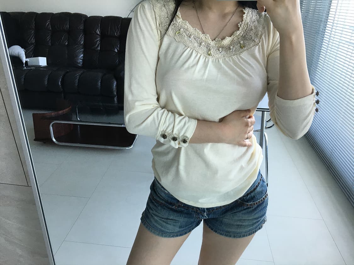 axes femme) lace pearl top 상품이미지7