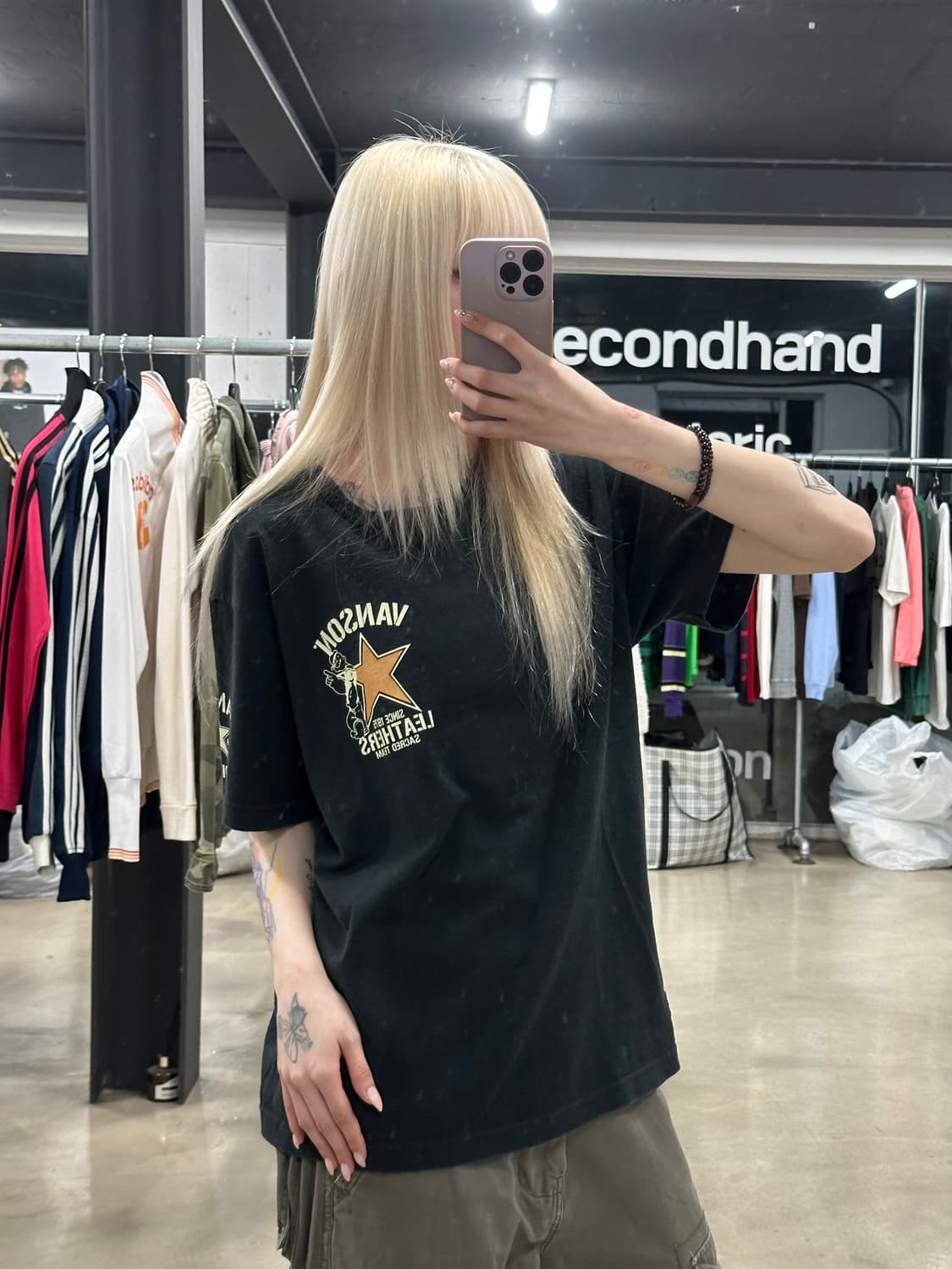 벤슨 스타 뽀빠이 그래픽 블랙 반팔 티셔츠 상품이미지1