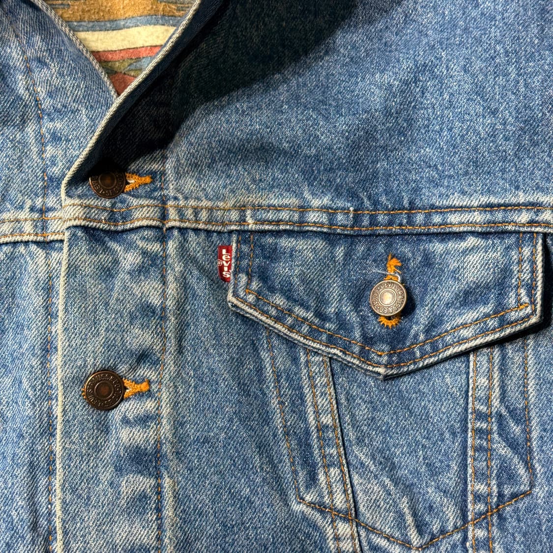 80s USA 리바이스 나바호 블랭킷 데님 트러커 (old-8530) 상품이미지5