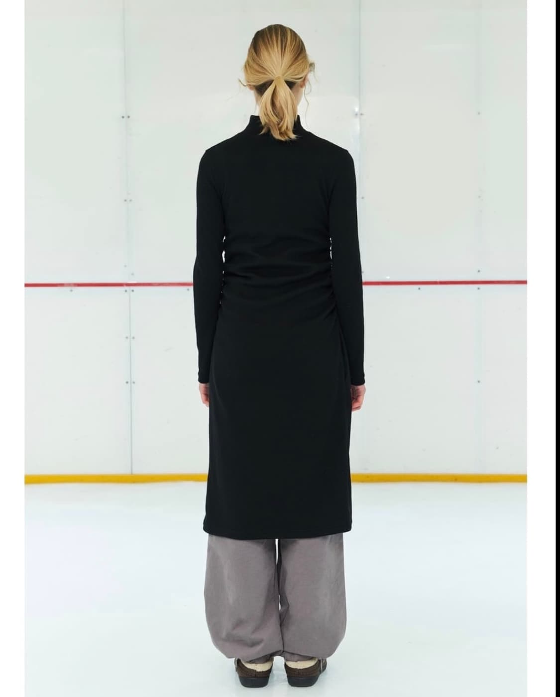 페스토 PESTO 집업 셔링 드레스 블랙 상품이미지3