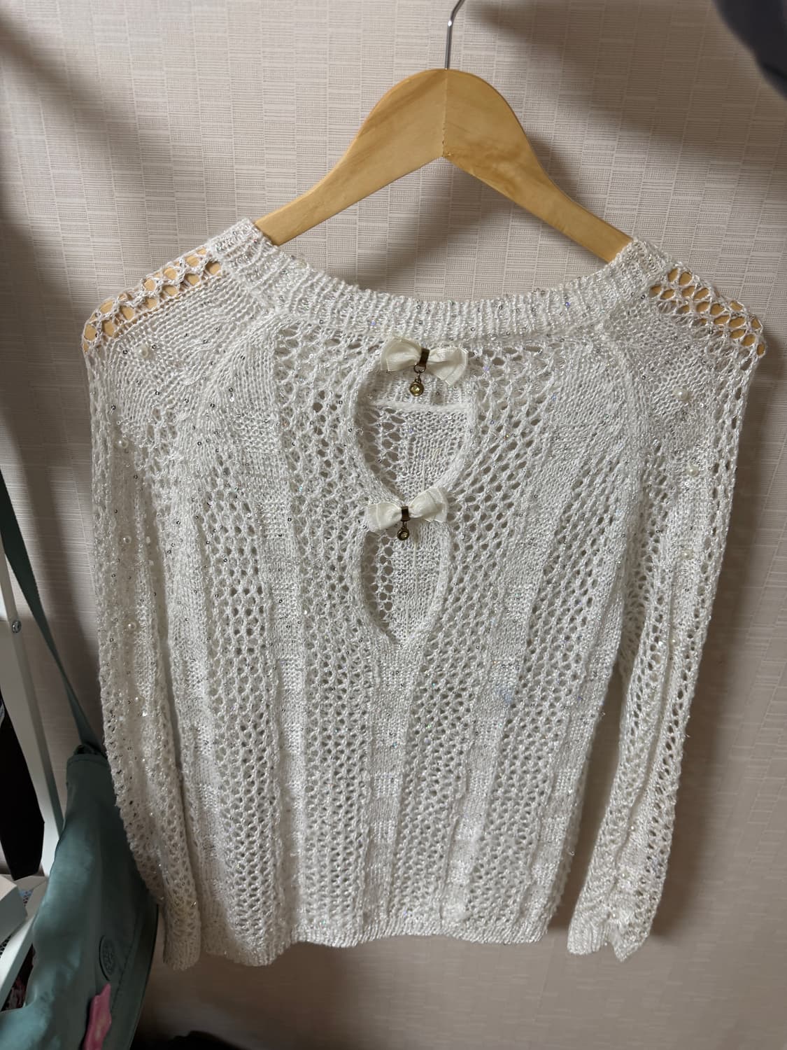 리본 진주 니트 빈티지 러블리 모리걸 히피 상품이미지2